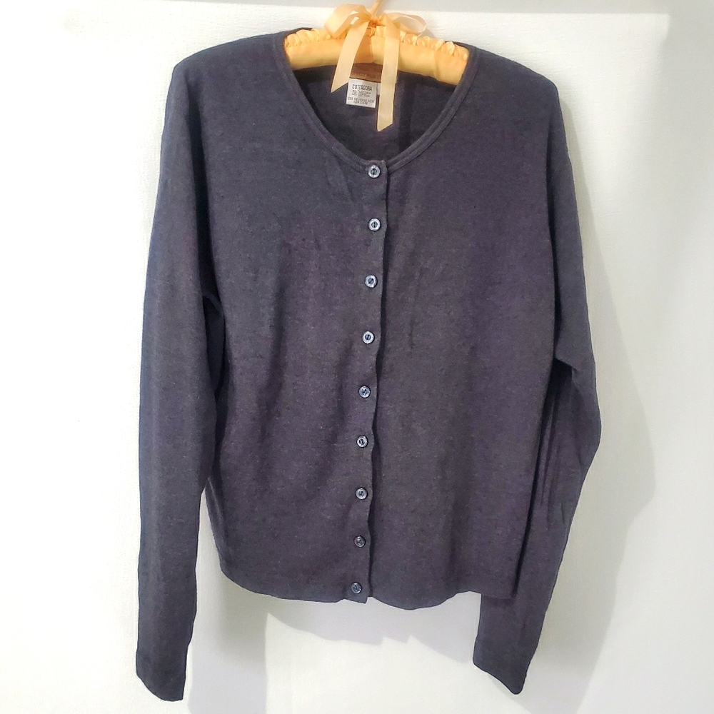 Cardigan Gray Sweater Angora Sport Cottagora Large